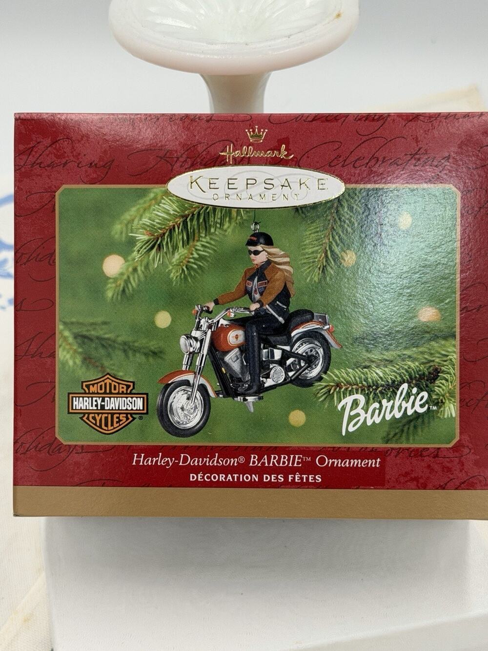 2001 HALLMARK KEEPSAKE Barbie on 1990 Fat Boy Harley Davidson Motorcycle